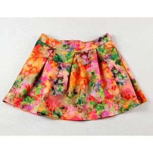 Watercolor Floral Print Polyester Skirt